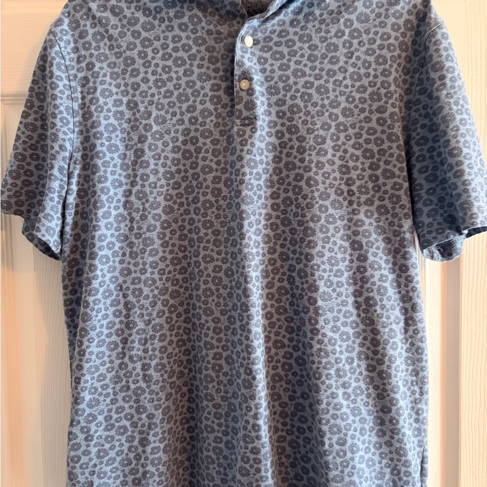 Men's Blue Patterned Polo Shirt